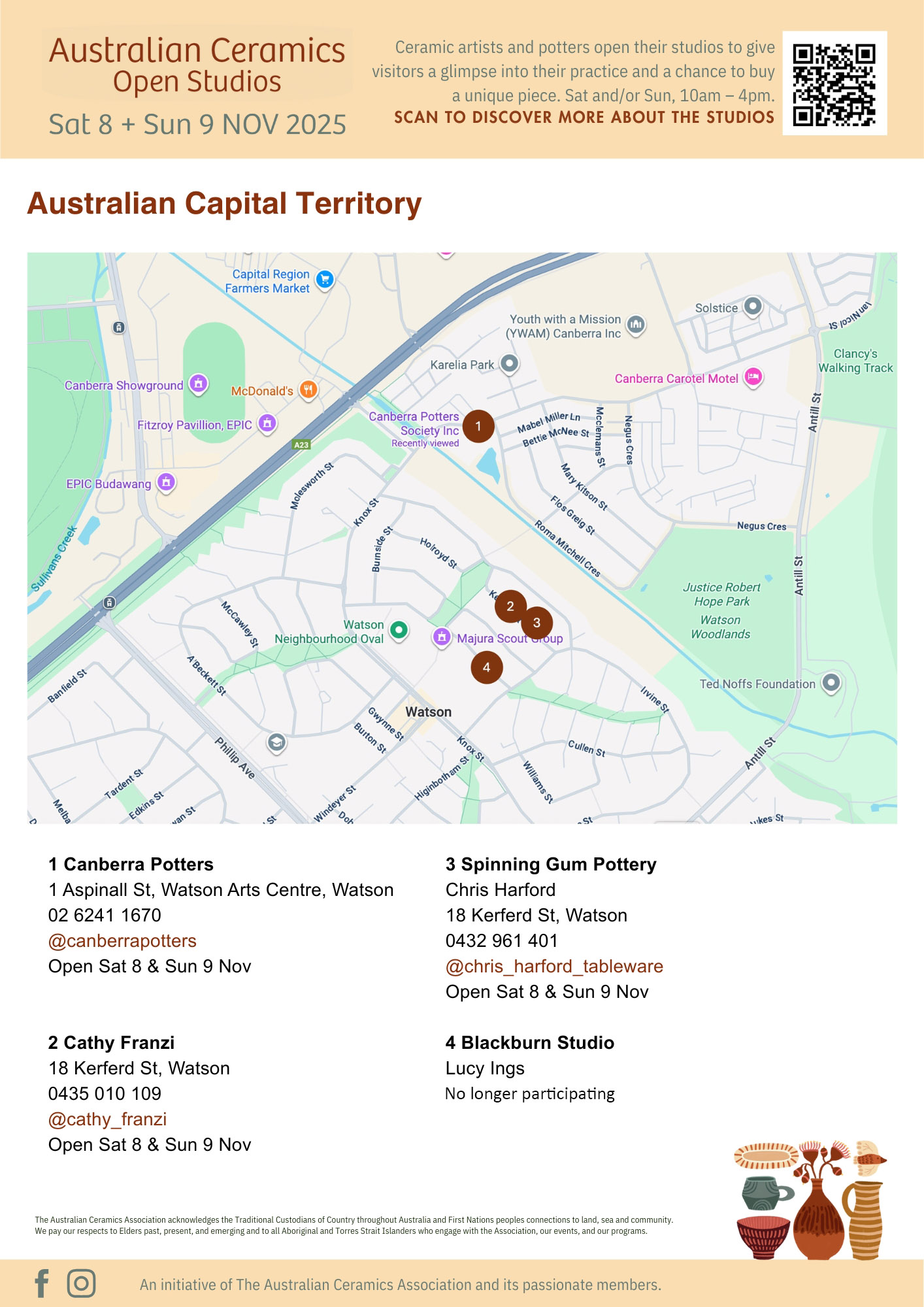 Australian Ceramics Open Studios 2025 MAP ACT
