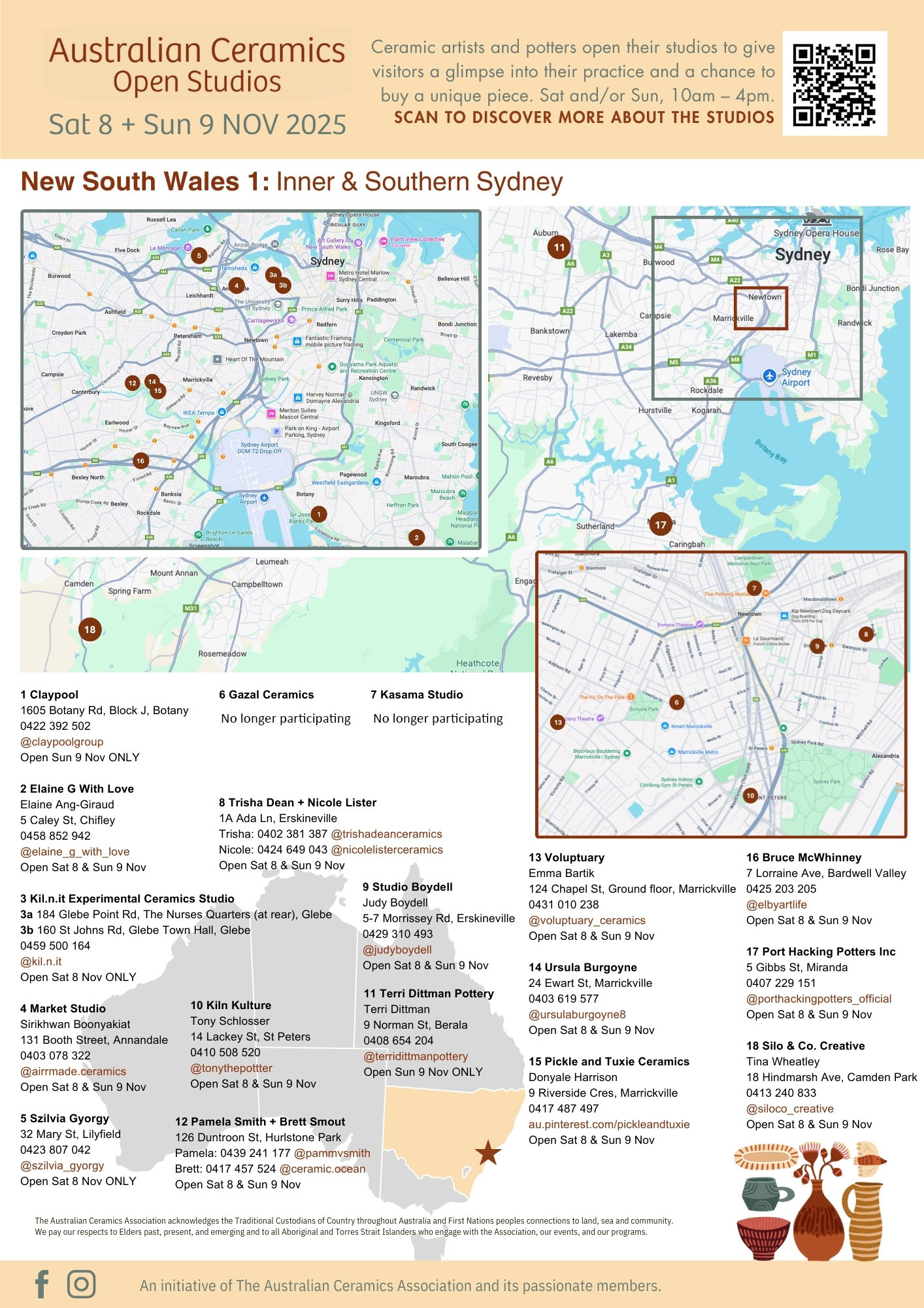 Australian Ceramics Open Studios 2025 MAP NSW 1