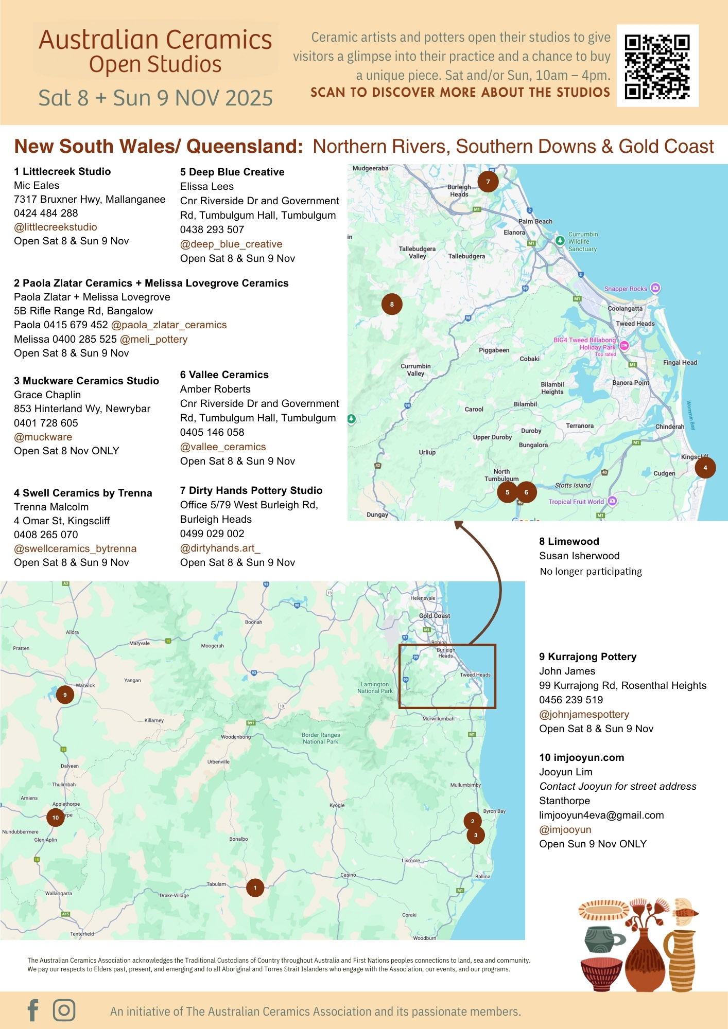 Australian Ceramics Open Studios 2025 MAP NSW QLD