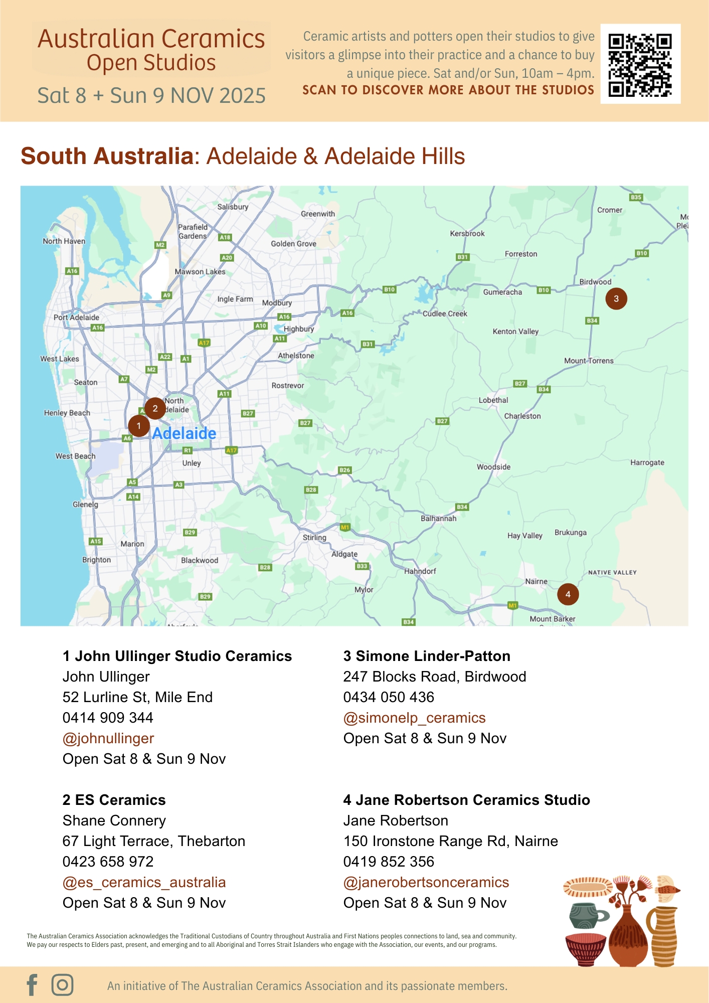 Australian Ceramics Open Studios 2025 MAP SA