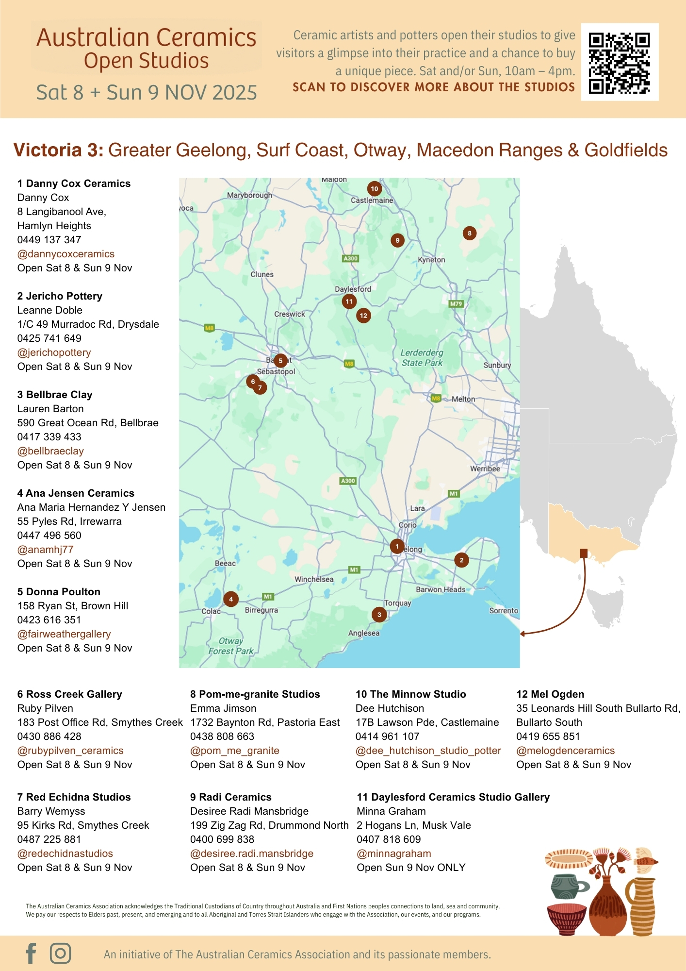 Australian Ceramics Open Studios 2025 MAP VIC 3