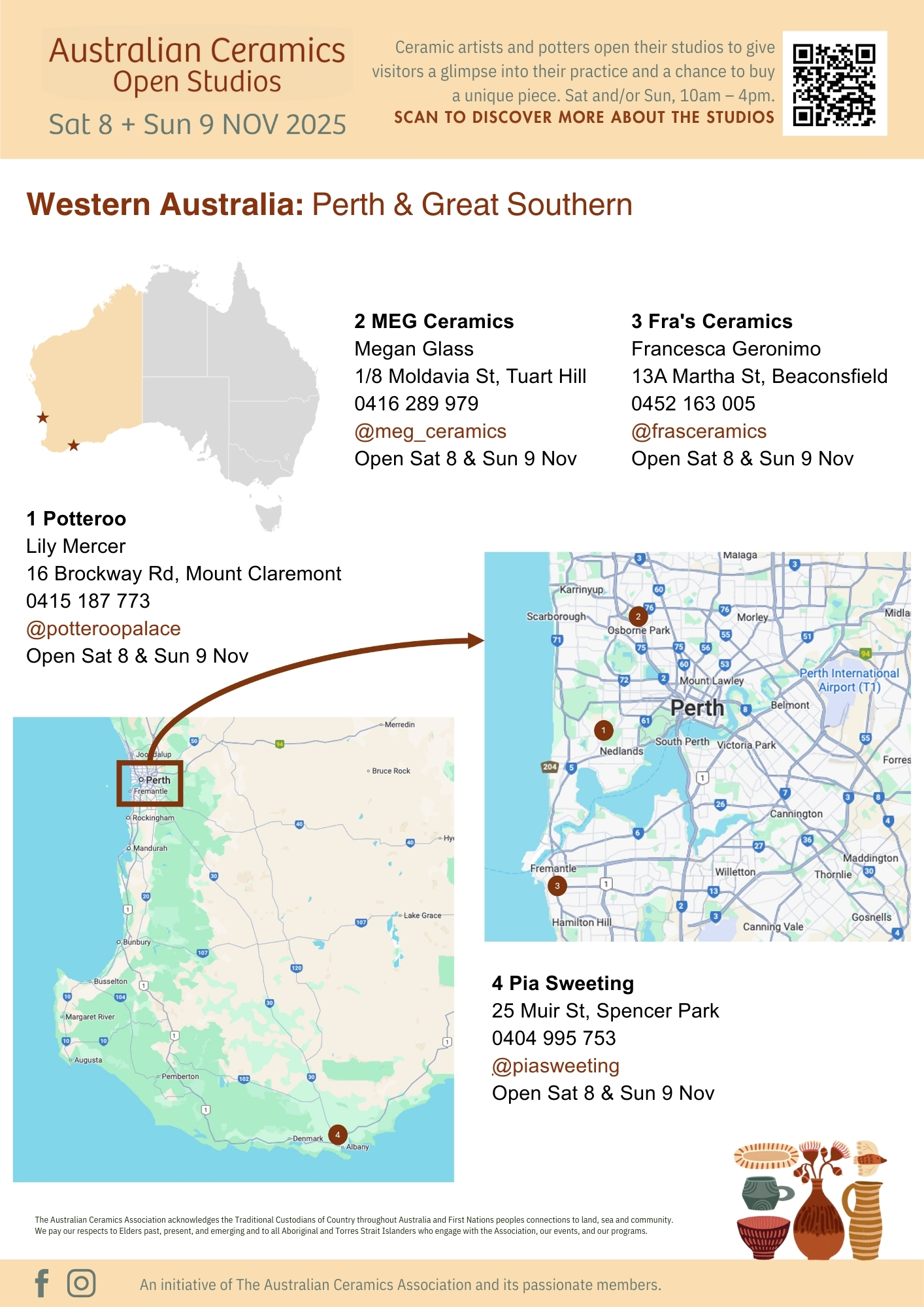 Australian Ceramics Open Studios 2025 MAP WA